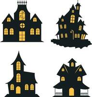 halloween achtervolgd huis. eng halloween huis bundel set. vector illustratie.