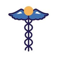 caduceus medische symboollijn en vulpictogram vector