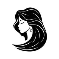 vrouw portret vector icoon ontwerp. logo voor schoonheid industrie.