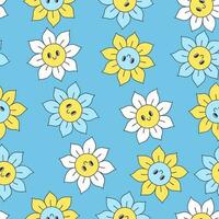 naadloos naadloos patroon met schattig glimlachen bloemen. vector grafiek.. vector grafiek.