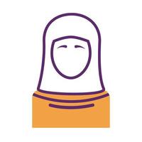 moslim vrouwelijke karakter lijn stijlicoon vector