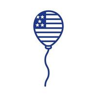 ballon helium met de lijnstijl van de vlag van de Verenigde Staten van Amerika vector