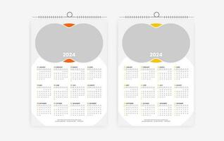 2024 een bladzijde muur kalender ontwerp vector