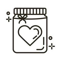 happy Valentijnsdag hart in mason jar lijnstijl vector
