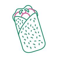 heerlijke Mexicaanse burrito lijn stijlicoon vector