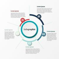 infographic dat rapporten over de workflow in elk stap met een totaal van 5 onderwerpen. vector