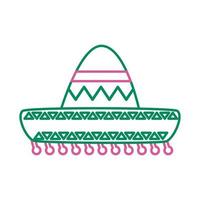 traditionele Mexicaanse hoed lijn stijlicoon vector