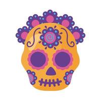 traditionele Mexicaanse schedelkop met bloemen gedetailleerde stijl flowers vector