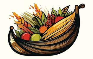 vector hoorn des overvloeds icoon. fruit en groente regeling, herfst hoorn des overvloeds met pompoenen. vector illustratie