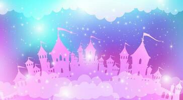 magie prinses roze paleis Aan een achtergrond van een lucht. vector