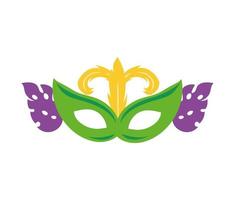 mardi gras feestmasker met bladeren plant vector