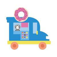 schattig slot in autowinkel van donuts vector