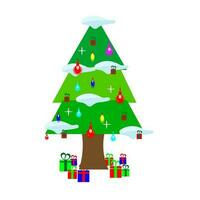 Kerstmis boom met geschenk doos en licht clip art vector