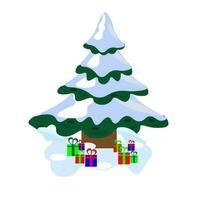 Kerstmis boom met geschenk doos clip art vector