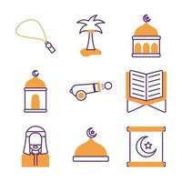 bundel van ramadan kareem set pictogrammen vector