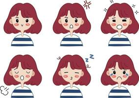 reeks van tekenfilm avatars in divers emoties. vector