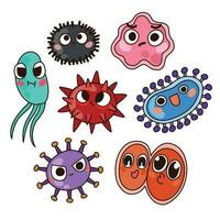 divers karakter van virus in schattig ontwerp. vector