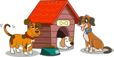huis tuin hondehok tekenfilm vector