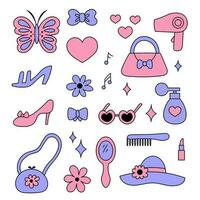 90s mode schoonheid accessoires reeks vector