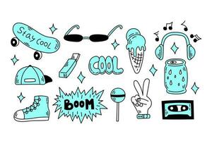 funky 90s doodles vector