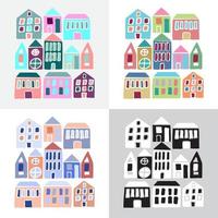 set van cartoon kleurrijke huizen vector