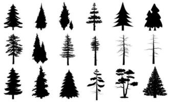 verzameling geïsoleerd boom symbool silhouet stijl Aan wit achtergrond. kan worden gebruikt voor uw werk. vector