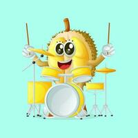 schattig durian karakter spelen musical instrument vector