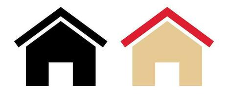 huis silhouet en rood dak huis icoon set. vector. vector
