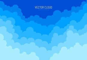 abstracte blauwe hemelachtergrond met witte wolken papercut stijl. grens van wolken. eenvoudig cartoonontwerp. vlakke stijl vectorillustratie. vector