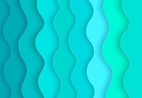 abstracte groene, zachte blauwe golflagen met slagschaduwen in papier gesneden stijl. moderne trendy gradiëntcurve achtergrond. origami ontwerpsjabloon. vector illustratie