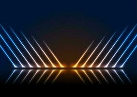 blauw oranje neon laser lijnen technologie modern achtergrond vector