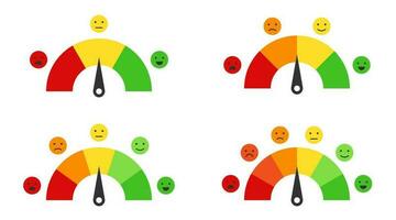 indicator tevredenheid van klant met smiley gezichten scoren manometer meten gereedschap vector illustratie