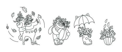 grappig dieren in de herfst Woud. kinderen illustraties voor kleuren. vector. vector