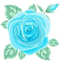 blauw roos met groen bladeren vector illustratie