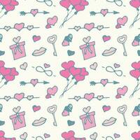 roze naadloos patroon met schattig liefde doodles vector