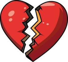 gebroken hart tekenfilm vector illustratie, gebarsten hart vector beeld , hart met barst merken voorraad vector