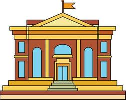 museum gebouw vlak stijl vector illustratie , oud gebouw met een vlag Aan top van het vector beeld
