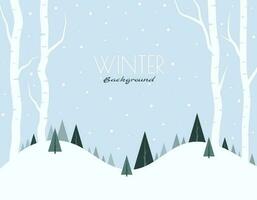 wit boom Woud achtergrond en sneeuwen voor winter seizoen concept. hand- getrokken geïsoleerd illustraties. vector