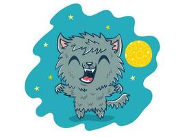 weerwolf in kawaii stijl vector