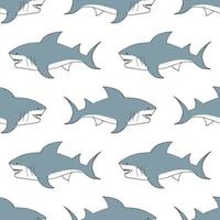 haai naadloze patroon, hand getrokken getekende doodle haai, vectorillustratie vector