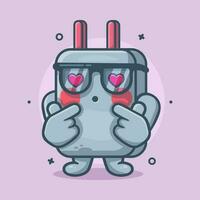 kawaii smartphone oplader karakter mascotte met liefde teken hand- gebaar geïsoleerd tekenfilm in vlak stijl ontwerp vector