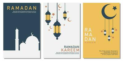 Ramadan kareem Hoes en poster bundel Sjablonen vlak stijl vector