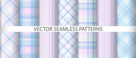 reeks Schotse ruit textiel plaid. naadloos patroon achtergrond. structuur kleding stof controleren vector. vector