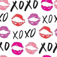 xoxo borstel belettering tekens naadloze patroon, grunge kalligrafische knuffels en kusjes zin, internet jargon afkorting xoxo symbolen, vector illustratie geïsoleerd op een witte achtergrond