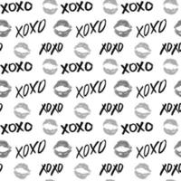 xoxo borstel belettering tekens naadloze patroon, grunge kalligrafische knuffels en kusjes zin, internet jargon afkorting xoxo symbolen, vector illustratie geïsoleerd op een witte achtergrond