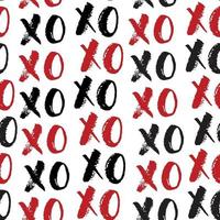 xoxo borstel belettering tekens naadloze patroon, grunge kalligrafische knuffels en kusjes zin, internet jargon afkorting xoxo symbolen, vector illustratie geïsoleerd op een witte achtergrond