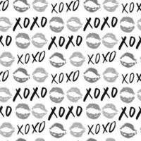 xoxo borstel belettering tekens naadloze patroon, grunge kalligrafische knuffels en kusjes zin, internet jargon afkorting xoxo symbolen, vector illustratie geïsoleerd op een witte achtergrond