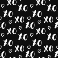 xoxo borstel belettering tekens naadloze patroon, grunge kalligrafische knuffels en kusjes zin, internet jargon afkorting xoxo symbolen, vector illustratie geïsoleerd op een witte achtergrond