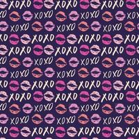 xoxo borstel belettering tekens naadloze patroon, grunge kalligrafische knuffels en kusjes zin, internet jargon afkorting xoxo symbolen, vector illustratie geïsoleerd op een witte achtergrond