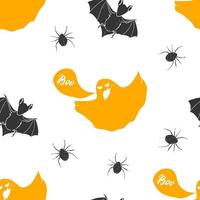 halloween naadloze patroon. hand getrokken geschetste achtergrond, uitnodiging voor feest of vakantie banner ontwerp vectorillustratie vector